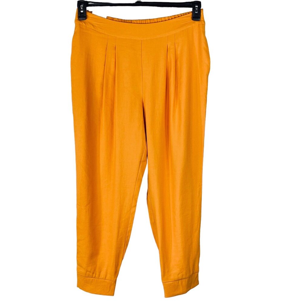 INC International Concepts SZ 10 Jogger Pants Pockets Hi-Rise Pleated Yellow New